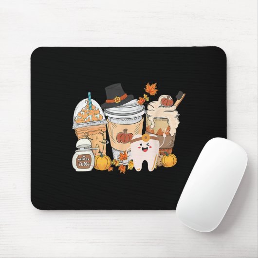 Teeth Coffee Fall Dental Pumpkin Latte Dentist Tha Mousepad (Mit Mouse)