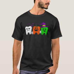 Teeth Ghost Pumpkin Hexe Niedlich Dental Halloween T-Shirt