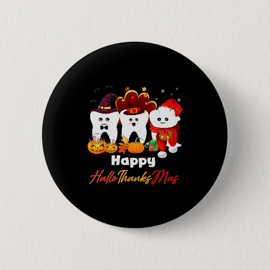 Teeth Hallothanksmas Halloween Thanksgiving Christ Button (Vorderseite)