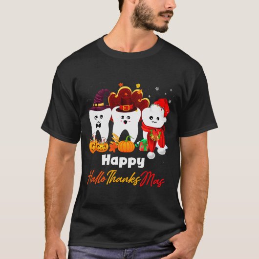 Teeth Hallothanksmas Halloween Thanksgiving Christ T-Shirt (Vorderseite)