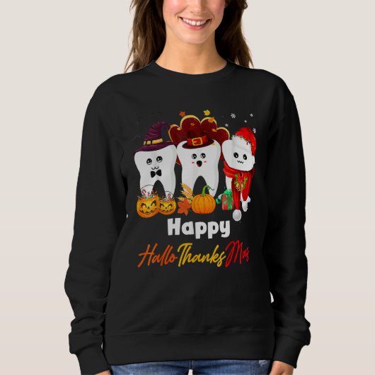 Teeth HalloThanksMas Pumpkin Dental Sweatshirt (Vorderseite)