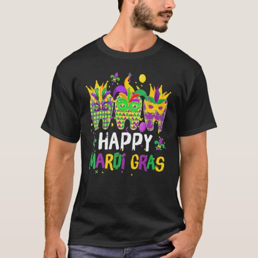 Teeth Jester Mask Dental Hygiene Happy Mardi Gras  T-Shirt (Vorderseite)