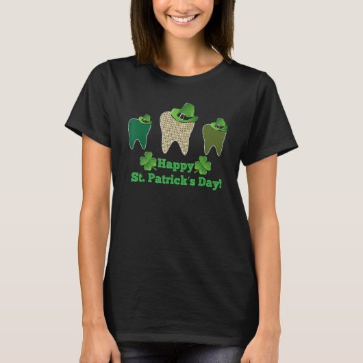 Teeth Leprechaun Hat Happy Saint Patrick's Day Den T-Shirt (Vorderseite)