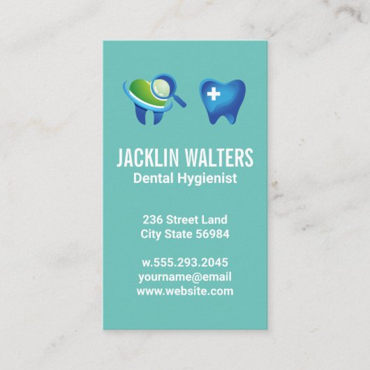 Teeth Logos | Zahnprüfung Visitenkarte (Vorderseite)