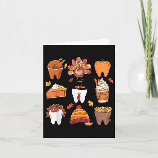 Teeth Pumpkin Türkei Kaffee Fall Zahnspange als Karte (Vorderseite)