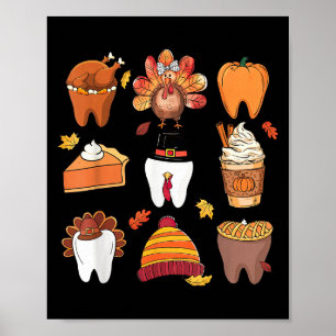 Teeth Pumpkin Türkei Kaffee Fall Zahnspange als Poster