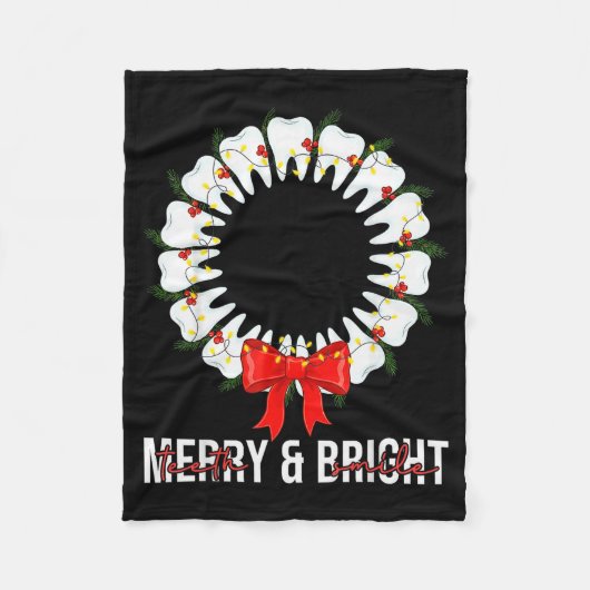 Teeth Smile Be Merry And Bright Dental Dentist Chr Fleecedecke (Vorderseite)