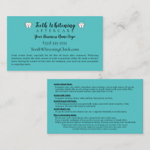 Teeth Whitening Aftercare Instruction Visitenkarte