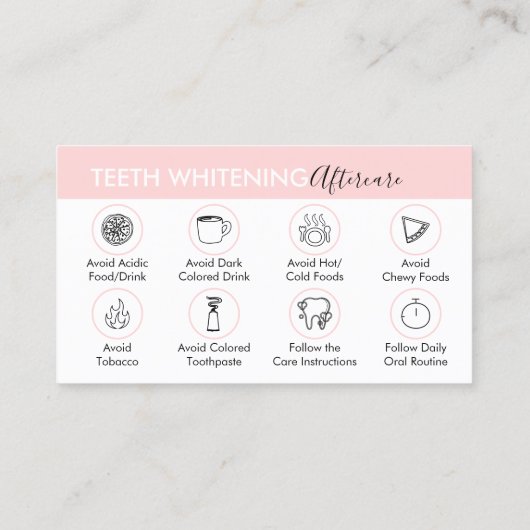 Teeth Whitening Aftercare Tipps Visitenkarte (Rückseite)