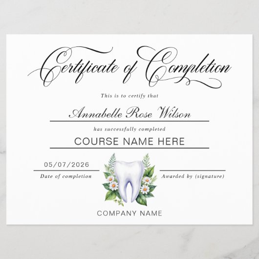 Teeth Whitening Certificate of Completion Course Flyer (Vorne)