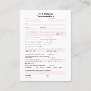 Teeth Whitening Consulting Form Visitenkarte