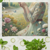 Teetrinken im Garten Geschirrtuch (Gefaltet)