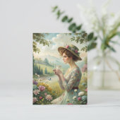 Teetrinken im Garten Postkarte (Stehend Vorderseite)