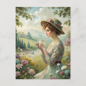 Teetrinken im Garten Postkarte (Vorderseite)