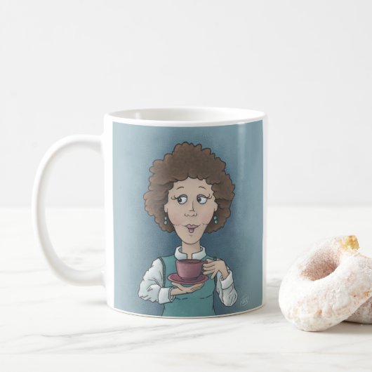 Teetrinkende Kaffeetasse (Mit Donut)