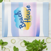 Teetuch aus blau-rosa Beach House Geschirrtuch (Gefaltet)