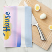 Teetuch aus blau-rosa Beach House Geschirrtuch (Viertel Falte)