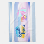 Teetuch aus blau-rosa Beach House Geschirrtuch (Vertikal)