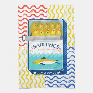 Teetuch Eclectic Sardines Design Geschirrtuch