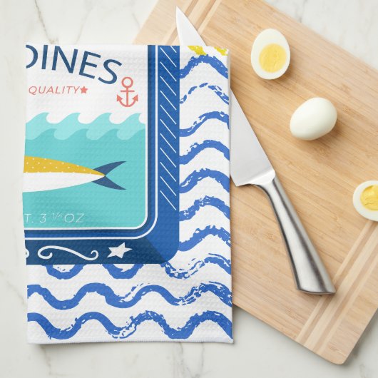 Teetuch Eclectic Sardines Design Geschirrtuch (Viertel Falte)