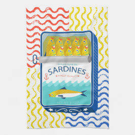 Teetuch Eclectic Sardines Design Geschirrtuch