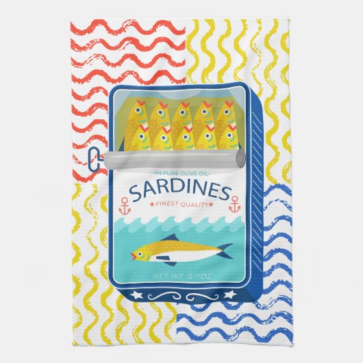 Teetuch Eclectic Sardines Design Geschirrtuch (Vertikal)