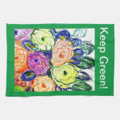 Teetuch Green Rosas Geschirrtuch (Horizontal)