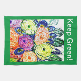 Teetuch Green Rosas Geschirrtuch