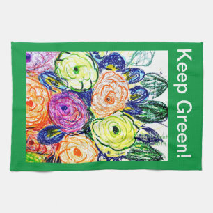 Teetuch Green Rosas Geschirrtuch