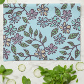 Teetuch Light BlueFloral mit Multicolor Pastel Geschirrtuch (Gefaltet)