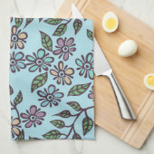 Teetuch Light BlueFloral mit Multicolor Pastel Geschirrtuch (Viertel Falte)