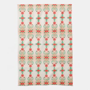Teetuch mit rotem Blumenmuster Küchentuch
