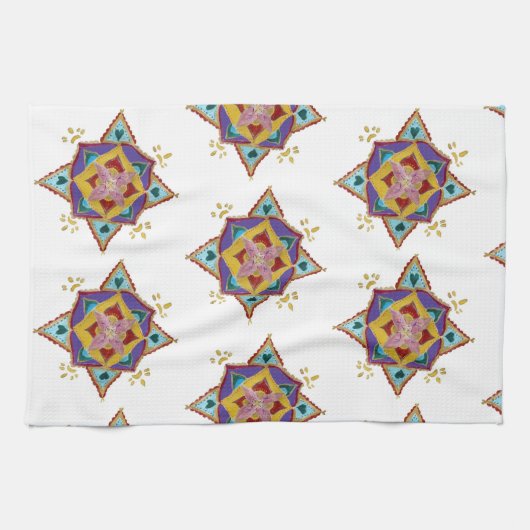 Teetuch Rosa Gelb Mandala Handtuch (Horizontal)