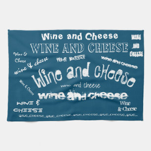 Teetuch Wein und Käse (blau) Geschirrtuch