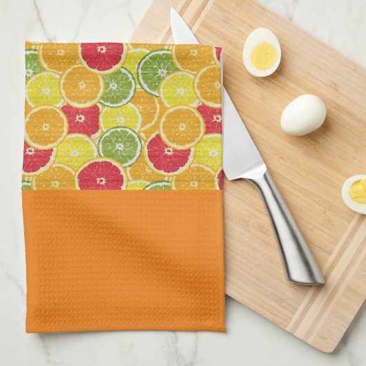 Teetuch - Zitrusfrüchte Scheiben Orange Geschirrtuch (Viertel Falte)