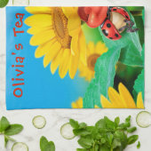 Teetücher Sonnenblumen und schläfrige Ladybug Geschirrtuch (Gefaltet)
