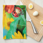 Teetücher Sonnenblumen und schläfrige Ladybug Geschirrtuch (Viertel Falte)