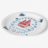 Teeüberzug seit 1773 Red White Blue Funny 4 Pappteller (Schrägansicht)