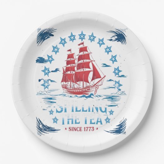 Teeüberzug seit 1773 Red White Blue Funny 4 Pappteller (Vorderseite)