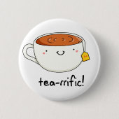 Teevoller Funny Cup of Tea Pun Button (Vorderseite)