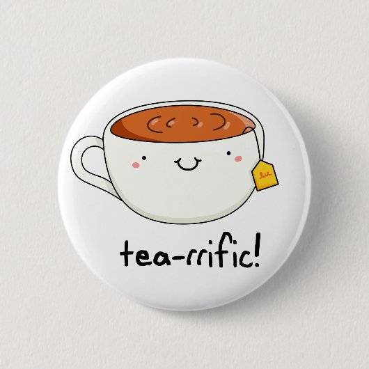 Teevoller Funny Cup of Tea Pun Button (Vorderseite)