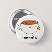 Teevoller Funny Cup of Tea Pun Button (Vorne & Hinten)