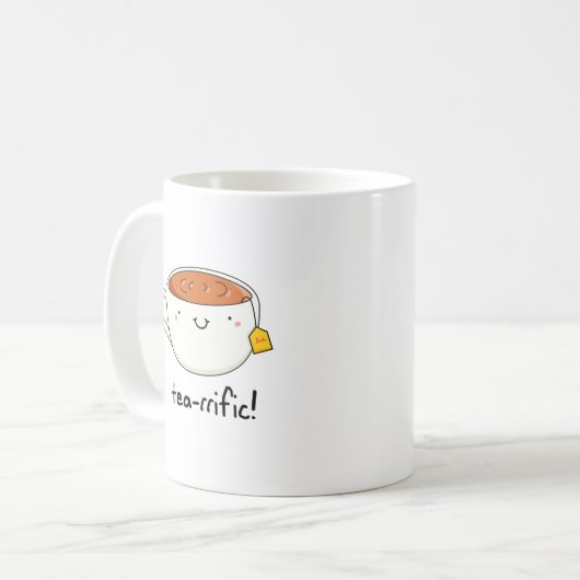 Teevoller Funny Cup of Tea Pun Kaffeetasse (Vorderseite Links)