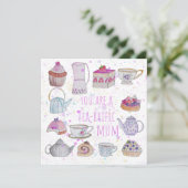 Teezeit am Muttertag Feiertagskarte (Stehend Vorderseite)