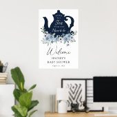 Teezeit Blue Baby Dusche Begrüßungszeichen Poster (Heimbüro)