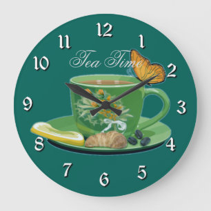 Teezeit Cup & Saucer Wall Clock Große Wanduhr