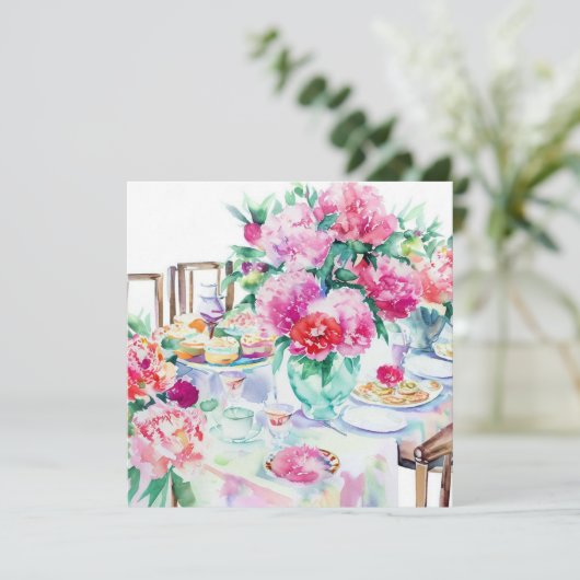 Teezeit Extravaganza: Zeitloser Tee, Babydusche Einladung (Stehend Vorderseite)