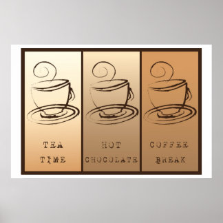 Teezeit, heiße Schokolade, Kaffeepause Poster