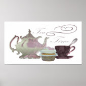 Teezeit-lila-Teekanne, Tee-up und Cupcake-Poster Poster (Vorne)