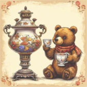 Teezeit mit Bär Aufkleber (Vorderseite)